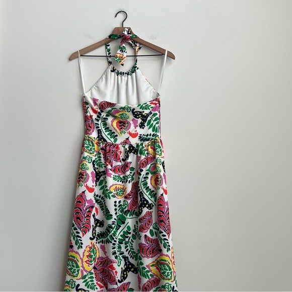 CK BRADLEY Mock Neck Halter Maxi Dress Puma Cat Floral Print tropical vibrant - Picture 16 of 16